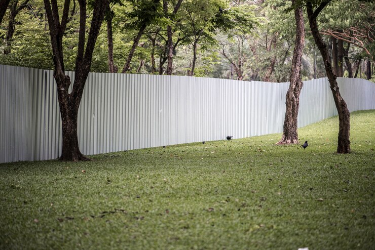 Some backyards have natural rectangles that make it simple to use common fencing materials